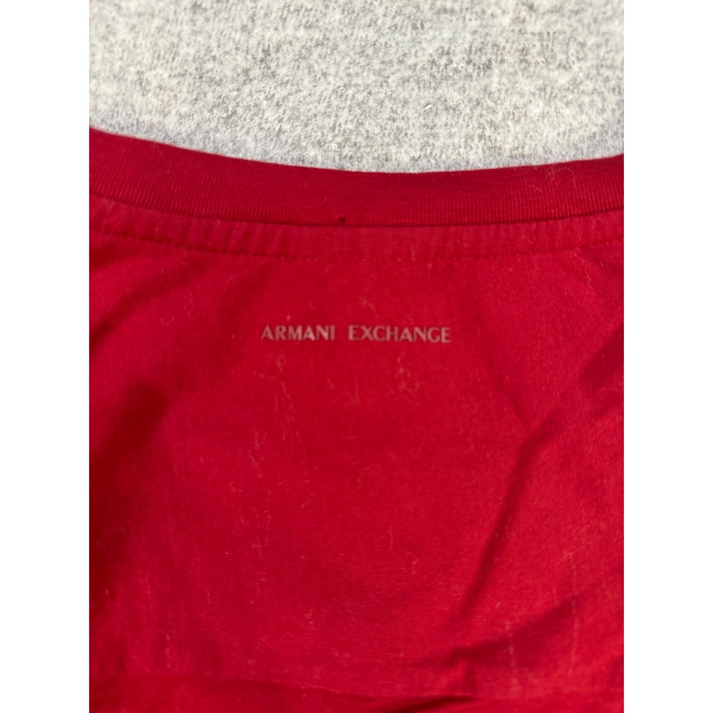 Armani Exchange Mens XL Red Long Sleeve Piping Detail Crew Neck T-Shirt - Picture 2 of 5